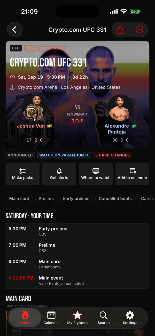 The full card in your time zone
